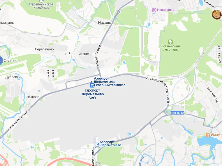 Маршрут от парковки ПаркЖет до терминалов аэропорта Шереметьево